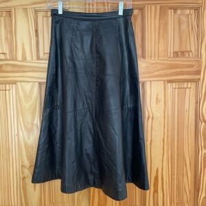 Perfect A-Line 100% Leather Midi Skirt